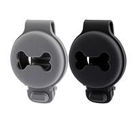 Pqahffowr 2 PièCes éTui de Protection en Silicone pour Animaux de Compagnie pour Anti-Rayures en Forme D'Os Support Collier Chien pour Animaux Compagnie Couverture-Noir + Gris