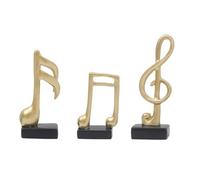 Pqahffowr 3 Pièces Décor de Notes de Musique Mini Ensemble de Trois Notes Décor Cadeaux Figurine Musicale Statue Moderne Sculpture Pièce Maîtresse de Table Artisanat Arts de, Or