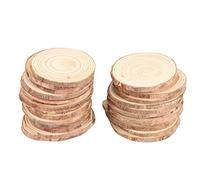 Pqahffowr 30 PièCes Copeaux de Bois Naturels Non Bricolage Artisanat Forage Rond en Bois Cercle Art DéCoration