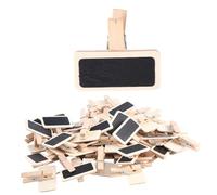 Pqahffowr 50 Mini Tableau Noir Bois Message Rectangle Ardoise A Pince Clip Carte Panneau memos Etiquette Prix Marque Place Numero Table