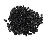 Pqahffowr 500 Pcs Noir 5 Mm Doublé de Silicone Micro-Anneau Perles pour Je Colle L'Installation D'Extension de Cheveux et des Plumes