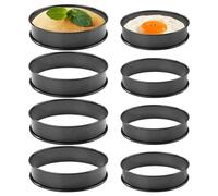 Pqahffowr 8 Pack Anneaux à Crumpet en Acier Inoxydable Noir pour Muffins Anglais Antiadhésifs. Anneaux à à Double Repli Roulé pour Muffins et Pancakes