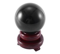 Pqahffowr 80MM Noir Naturel SphèRe Grosse Boule de Cristal Pierre de GuéRison avec Base
