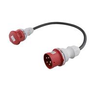 Pqahffowr Adaptateur 5 Broches, Prise de Couplage 32 A à 16 A [Triphasé, 400 V] Câble Flexible Adaptateur à Courant Élevé, Classe de Protection IP44