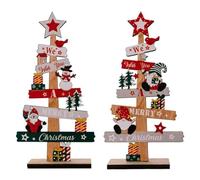 Pqahffowr Arbre de Noël de Bureau DIY Décoratif en Bois Panneau de Noël Plaque en Bois Salon Chambre Bureau an Cadeau
