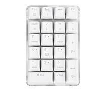 Pqahffowr Clavier numérique mécanique marron avec clavier de jeu filaire en cristal blanc rétroéclairé 21 touches Mini pavé numérique