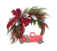 Pqahffowr Couronne de Décoration de Noël en Forme de Camion Rouge, Décoration Vintage en Bois, Couronne de Noël à Suspendre pour la Récolte d'automne, Thanksgiving 1 Pièce