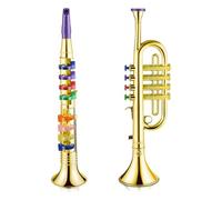 Pqahffowr Ensemble de 2 Instruments de Musique Trompette et Saxophone Clarinette Portable avec Touches Colorées Kit D'Accessoires de Éducatifs pour L'École à