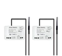 Pqahffowr Interrupteur Intelligent Zigbee Tuya 2 Pièces avec Capteur de Température Relais Zigbee à Contact Sec Passif Fonctionne avec Home Assistant AC85-250V