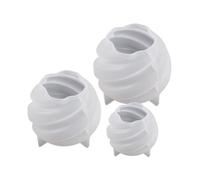 Pqahffowr Lot de 3 moules à bougies rotatifs en forme de boule sculptée en spirale pour aromathérapie Blanc crème DIY Fait à la main 3D Plâtre Résine Gypse