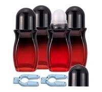 Pqahffowr Lot de 4 flacons à bille roulante et décapsuleur vides pour huiles essentielles, parfum noir