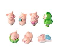 Pqahffowr Lot de 7 figurines de cochon miniatures à faire soi-même pour la décoration de la maison, figurines de cochons mignons, accessoires de paysage, jardin féérique, décoration de chambre