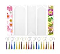 Pqahffowr Lot de moules en silicone pour marque-page en résine, 5 formes avec 20 pompons pour marque-pages en résine