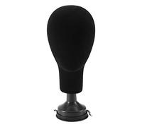 Pqahffowr Mannequin en mousse de polystyrène pour perruque, lunettes avec support de base, noir, 35 cm