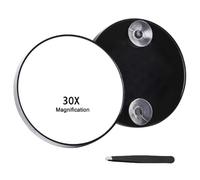 Pqahffowr Miroir grossissant x 30 avec ventouse - Compact et durable - Miroir de maquillage de voyage pour épilation des sourcils et élimination des points noirs