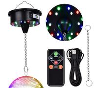 Pqahffowr Moteur de Boule Disco avec Télécommande, Rotation Réglable de 3 à 15 TR/Min, 18 LED pour Moteur de Boule à Facettes de 8, 10, 12, 16, 20, 24 Pouces