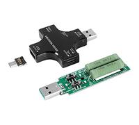 Pqahffowr Testeur USB C, testeur USB 2 en 1 de type C, écran couleur, multimètre numérique IPS, tension, courant, puissance, température, avec chargeur