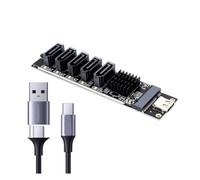 Pqahffowr TYPE-C vers SATA3.0 5 Ports Adaptateur Convertisseur Carte 6Gbps USB10G JM575+JMS580 pour SSD HDD Extension