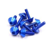 PQAWSFR Moto Boulon Ecrou 4/6/8 Pièces M6x15 Bleu en Alliage D'aluminium Moto Boulons À Tête Hexagonale Vis Remplacement Voiture Pièces Universelles Moto Vis Carénage pour Boulon(8pcs)