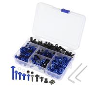 PQAWSFR Moto Boulon Ecrou Compatible avec 195 Pièces Pièces Générales M7 M8 Boulons Corps Carénage Clips Fixation Universels pour Moto Vis Écrous Carénage pour Kit Boulons(Blue)