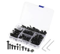 PQAWSFR Moto Boulon Ecrou Compatible avec 195 Pièces Pièces Générales M7 M8 Boulons Corps Carénage Clips Fixation Universels pour Moto Vis Écrous Carénage pour Kit Boulons(Black)