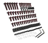 PQAWSFR Moto Boulon Ecrou Compatible avec Ducati pour Scrambler pour Desert Sled M5 M6 Moto Kit Complet Boulons Carénage Vis Corps Vis Borne De Batterie Moto(Red)