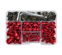 PQAWSFR Moto Boulon Ecrou Compatible avec pour Ninja 300 400 650 pour ZX6R 155 Pièces Kit Complet De Boulons Carénage Moto Vis Écrou Carénage pour Kit D'assortiment De Boulons(Red)