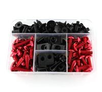 PQAWSFR Moto Boulon Ecrou Compatible avec Yamaha pour FZ6R 2010-2016 pour FZ16 pour 2008-2019 Clips Fixation Clips Écrous Accessoires Moto Kit Complet De Boulons Carénage(Red)