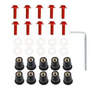 PQAWSFR Moto Boulon Ecrou M5x16mm Pièces Générales Ensemble Vis pour Pare-Brise De Moto Écrous en Caoutchouc Noir Vis Montage Carénage en Néoprène Accessoires De Moto