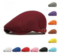 PQCHAOQ Casquette plate pour homme et femme en maille respirante - Béret - Casquette lierre - Chapeau de taxi irlandais Gatsby - Chapeau de chasse - Baker Boy, bordeaux, Taille unique