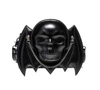 PQCHAOQ Sac à bandoulière gothique Crucifixion Crâne Halloween Street en cuir PU Sac à bandoulière rétro Steampunk Noir Sac à bandoulière Femme Homme, 11, Taille unique
