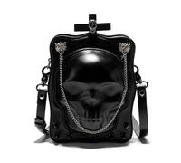 PQCHAOQ Sac à bandoulière gothique Crucifixion Crâne Halloween Street en cuir PU Sac à bandoulière rétro Steampunk Noir Sac à bandoulière Femme Homme, 09, Taille unique