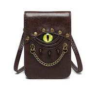 PQCHAOQ Sac à bandoulière rétro Steampunk mauvais œil du diable vintage en cuir PU Sac à bandoulière Sac de taille Sac à bandoulière pour femme homme Halloween, 04-Marron foncé, Taille unique