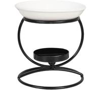 PQCLXUYA Brûleur à huile essentielle en métal avec bol en céramique, bougeoir d'aromathérapie pour la maison, le bureau, la chambre à coucher, le salon, idée cadeau (noir)