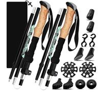 PQETBV Bâtons de Trekking Pliables, 2 PCS Baton de Marche Telescopique, Bâtons de Marche Nordique pour Homme et Femme avec 6 Paires de Tampons en Caoutchouc pour du Trekking