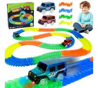 PQETBV Circuit Voiture Enfant Jouet 3 Ans, Circuit Flexible Lumineux, 240 PCS de Piste de Course de Voitures Jouet Enfant 3 4 5 Ans Garçon Fille Jeux