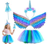 PQETBV Costumes de Licorne pour Enfants, Deguisement Licorne Fille Princess Enfant, Robe Princesse Fille pour Carnaval Fête Anniversaire Cadeaux