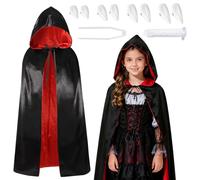 PQETBV Déguisement de vampire d'Halloween, Vampire Cape Réversible Rouge Noire Deguisement Adulte pour Halloween Fête Costumes de Cosplay