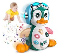 PQETBV Pingouin Rampant, Jouet Montessori pour Bébé 6-12 Mois avec Musique et Lumières, Cadeau Précoce 6 9 12 24 Mois