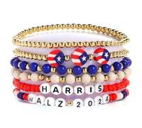 PQJSJDR Kamala Harris 2024 Lot de 6 bracelets de campagne présidente de Kamala Harris, bracelets Walz Campaign Merch pour président et président, bracelet de soutien pour homme et femme