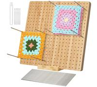 PQKL-party Planche de Blocage en Bois pour Tricot et Crochet avec Grilles, pour Granny Square, Couture avec 30 Épingles à Tige en Acier Inoxydable