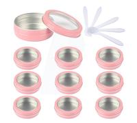 PQPAUTY 10 Pièces Vide 100ml Rose Rond Pots en Aluminium avec Fenêtre Couvercle de-vis Pot en Aluminium pour Bougie Crème Voyage Cosmétiques Maison