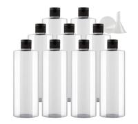 PQPAUTY 12 pièces 500ml Transparent Vide Plastique Bouteille avec Noir Bouchon à Bascule de Lotion pour lotions crèmes gels shampooing