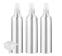 PQPAUTY 3 Pièces Portable Vide Flacon Aluminium 250ml avec Bouchon Pompe Spray Blanc Vaporisateur Bouteille pour l'eau Parfum Cosmétique Cheveux Voyage Rechargeable, 1 Pièce Entonnoir