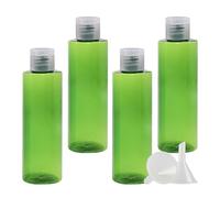 PQPAUTY 4 pièces 100ml Vert Vide Plastique Bouteille avec Transparent Bouchon à Bascule de Lotion pour lotions crèmes gels shampooing