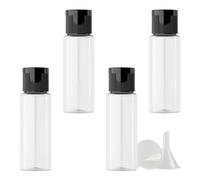 PQPAUTY 4 pièces 20ml Transparent Vide Plastique Bouteille avec Noir Bouchon à Bascule de Lotion pour lotions crèmes gels shampooing