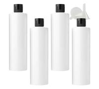 PQPAUTY 4 pièces 250ml Blanc Vide Plastique Bouteille avec Noir Bouchon à Bascule de Lotion pour lotions crèmes gels shampooing
