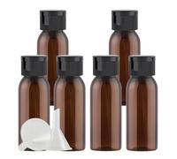 PQPAUTY 6 pièces 30ml Marron Vide Plastique Bouteille avec Noir Bouchon à Bascule de Lotion pour crèmes gels shampooing lotions