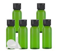 PQPAUTY 6 pièces 30ml Vert Vide Plastique Bouteille avec Noir Bouchon à Bascule de Lotion pour crèmes gels shampooing lotions