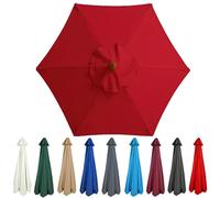 PQPQLI 2.0m/2,70m/3.0m Auvent De Rechange Parasol Extérieur, 6/8 Baleines, Housse Remplacement pour Parasol Droit & Déporté(Red,6ribs 6.5ft/2.0M)